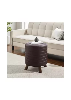 Discount π Linon Furniture Donnell Round Stool Brown Faux Leather π