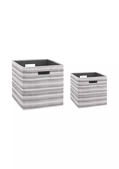 New β€οΈ Linon Furniture Kinne Collection Gray Stripe Storage Bin Set of 2 π 4 New β€οΈ Linon Furniture Kinne Collection Gray Stripe Storage Bin Set of 2 π - Image 2