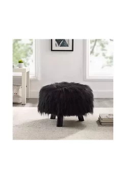 Best Pirce 🔔 Linon Furniture Jeanell Accent Stool Black Faux Fur ⌛ -Linon Furniture Shop Belk 14