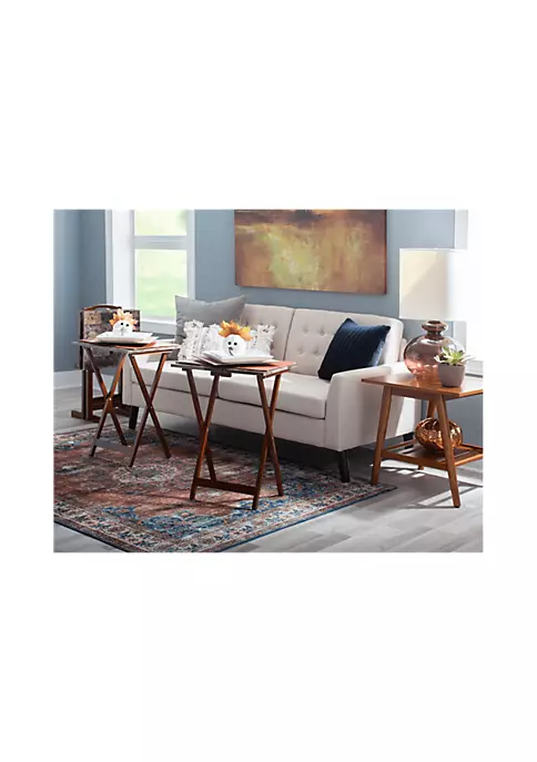 Budget π Linon Furniture Mcduffee Tray Table Set Espresso Faux Marble π 4 Budget π Linon Furniture Mcduffee Tray Table Set Espresso Faux Marble π - Image 2