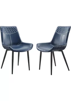 Hot Sale 😀 Linon Furniture Elsher Dining Chair Blue Set of 2 🔔 -Linon Furniture Shop Belk 311