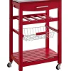 Best deal 🎁 Linon Furniture Fenway Collection Red Stainless Steel Top Kitchen Cart ⌛