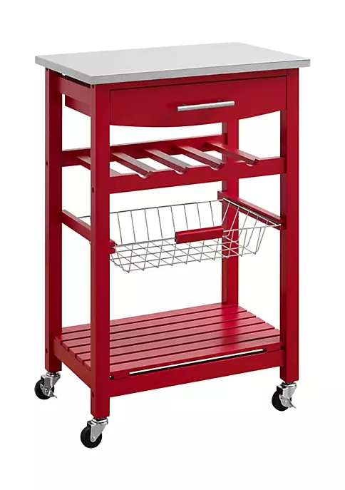 Best deal π Linon Furniture Fenway Collection Red Stainless Steel Top Kitchen Cart β 3 Best deal π Linon Furniture Fenway Collection Red Stainless Steel Top Kitchen Cart β