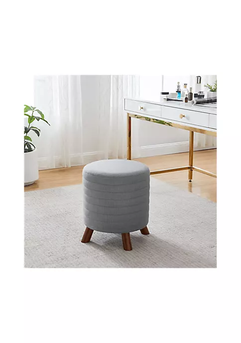 Budget βοΈ Linon Furniture Donnell Round Stool Light Gray π 4 Budget βοΈ Linon Furniture Donnell Round Stool Light Gray π - Image 2