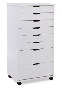 Buy π Linon Furniture Zapora Eight Drawer Roll Cart Whitewash π