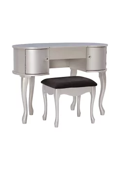 Hot Sale 😀 Linon Furniture Hensley Vanity Set Silver 🤩 -Linon Furniture Shop Belk 521