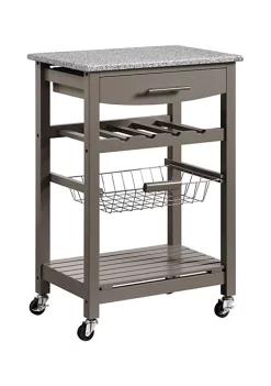 Brand new π Linon Furniture Bedard Collection Gray Granite Top Kitchen Cart βοΈ