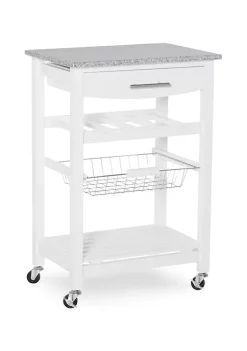 Flash Sale π Linon Furniture Bedard Collection White Granite Top Kitchen Cart π