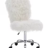 Best Sale 🥰 Linon Furniture Cilley Collection White Faux Fur Task Chair 🛒