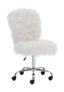 Best Sale π₯° Linon Furniture Cilley Collection White Faux Fur Task Chair π