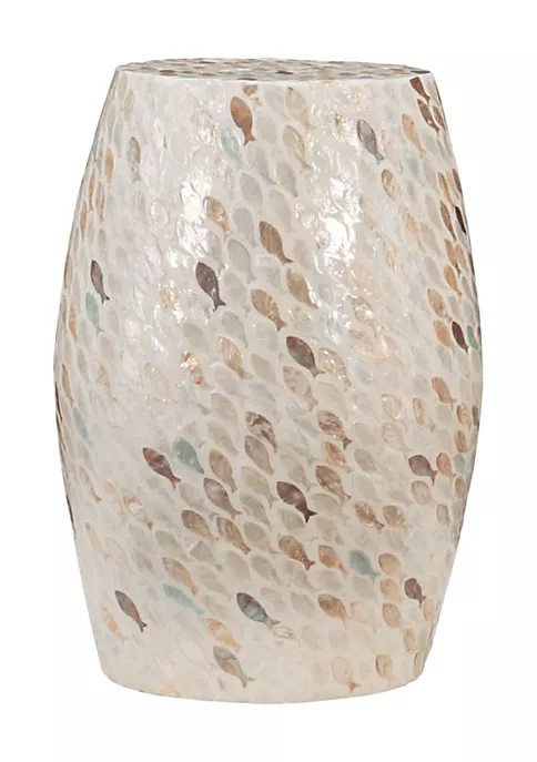 Best Sale π Linon Furniture McAllister Drum Table Ivory Fish π 4 Best Sale π Linon Furniture McAllister Drum Table Ivory Fish π - Image 2