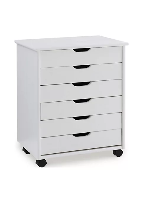 Buy π Linon Furniture Zapora Six Drawer Wide Roll Cart Whitewash π 4 Buy π Linon Furniture Zapora Six Drawer Wide Roll Cart Whitewash π - Image 2