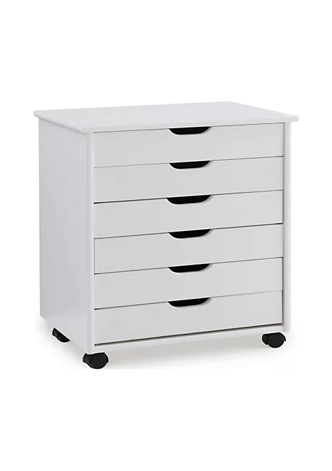 Buy π Linon Furniture Zapora Six Drawer Wide Roll Cart Whitewash π 5 Buy π Linon Furniture Zapora Six Drawer Wide Roll Cart Whitewash π - Image 3